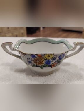 Vintage Pre-War Noritake Morimura Lustreware Double Handle Sugar Bowl Gold Trim